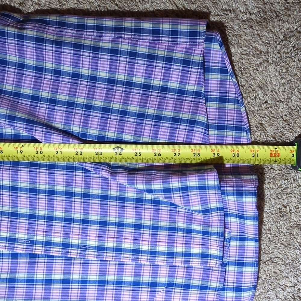 Izod Men's Purple and Blue Checkered Dress Shirt 17, 34-35 - Picture 7 of 7